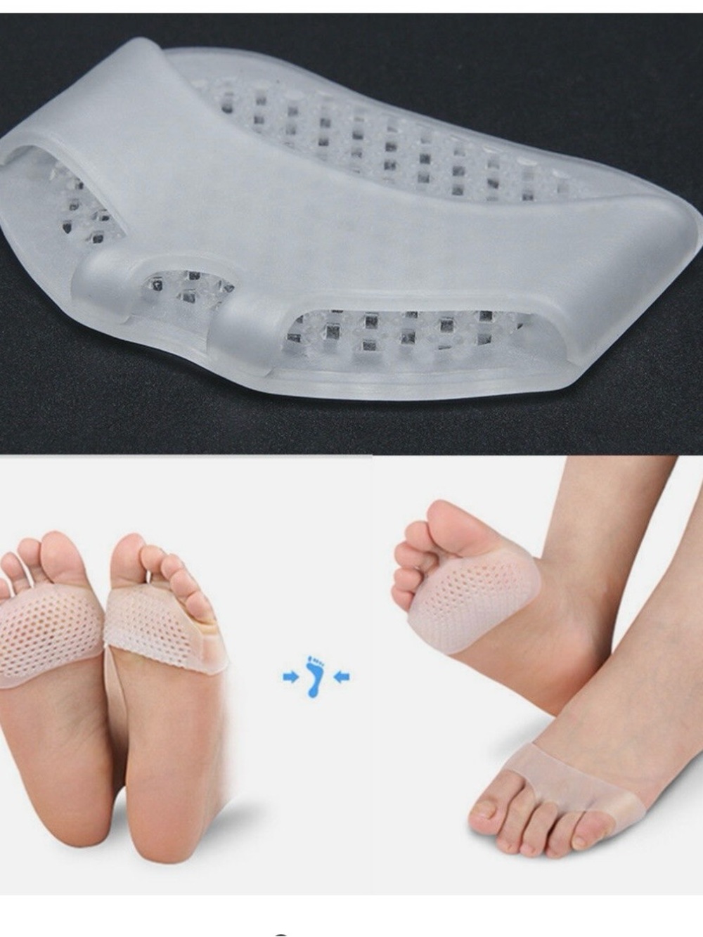 1Pair Gel Metatarsal Sore Ball Foot Pain Cushions Pads Insoles Forefoot Support